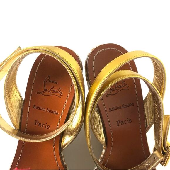 Christian Louboutin Cycladissimo Pompom Embroidered Platform Wedge Sandals 36 - Picture 5 of 11